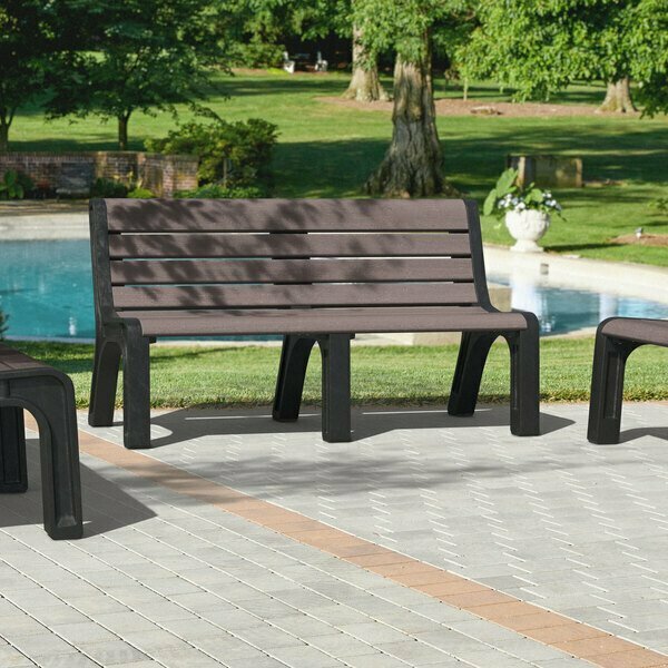 Masonways 60'' x 26'' x 33'' Brown Plastic Malibu-Style Bench with Black Legs 600MALI650BR